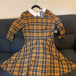 ModCloth Yellow and Black plaid dress